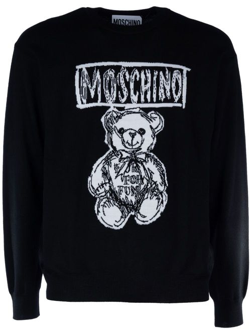 Teddy Bear-intarsia jumper - Black