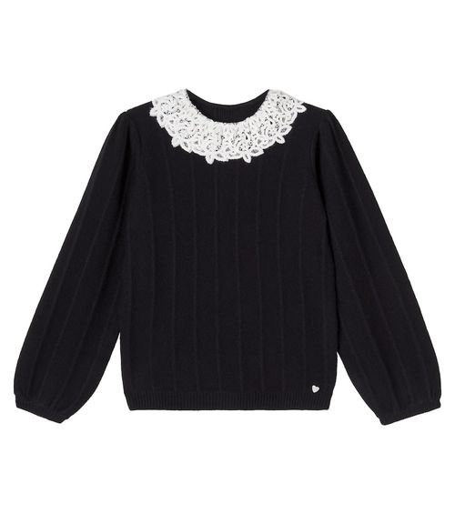 Lace-trimmed sweater