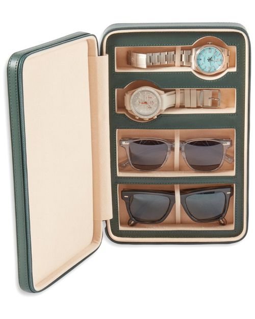 Francis Leather Watch & Sunglass Travel Case