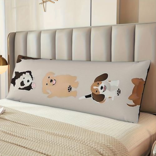 TEMU Soft Full-body Pillowcase - Double-sided Dog Print, Breathable And Comfortable, Suitable For Side, Back, And Stomach Sleepers, With A Zipper