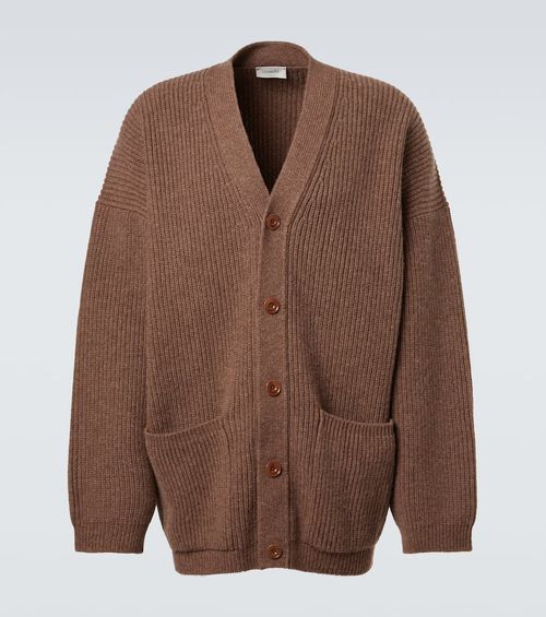 Oversized ribbed-knit wool cardigan