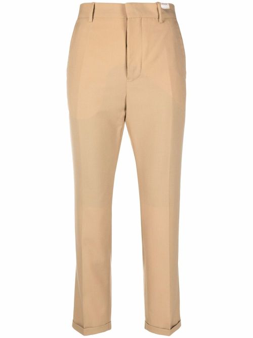 Mid-rise straight-leg trousers - Neutrals