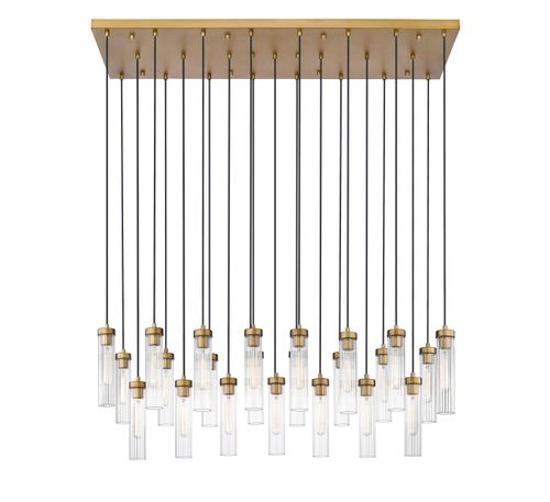 Rubbed Brass Linear Chandelier from the Beau Collection
