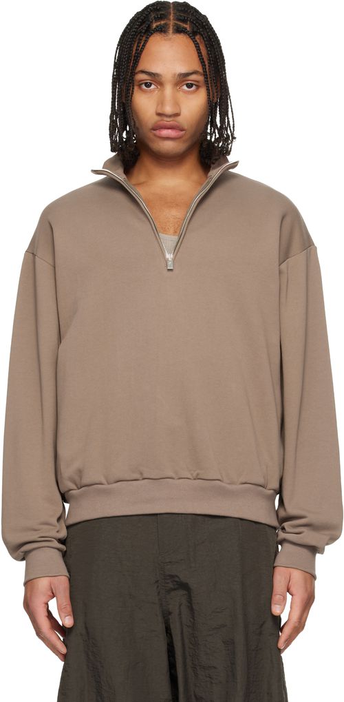Brown Half-Zip Sweatshirt