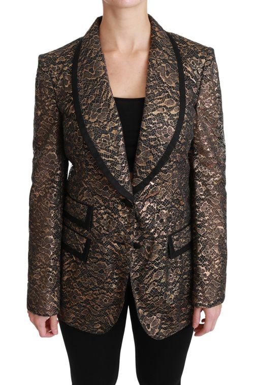Lace Floral Blazer — Gold