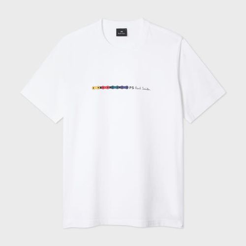 White 'Bike Chain' Print T-Shirt
