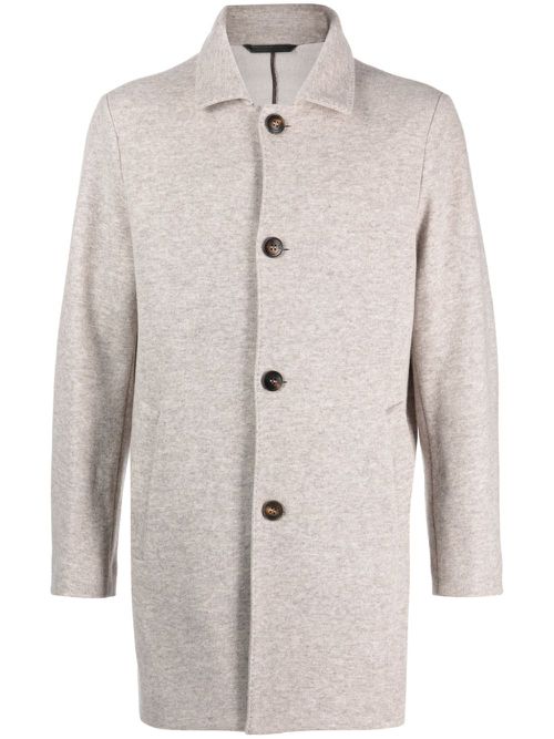 Single-breasted virgin wool-blend coat - Neutrals