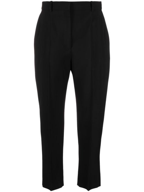 Cropped straight-leg trousers - Black