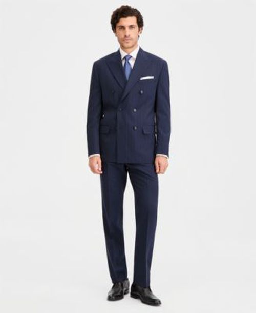 Mens Classic Fit Navy Pinstripe Double Breasted Suit Separates