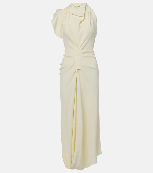 Gathered satin crepe midi dress