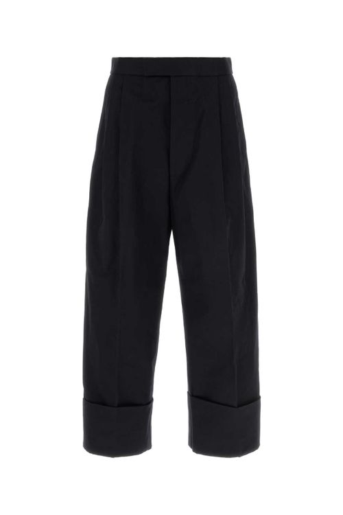Cropped Cotton Trousers — Navy