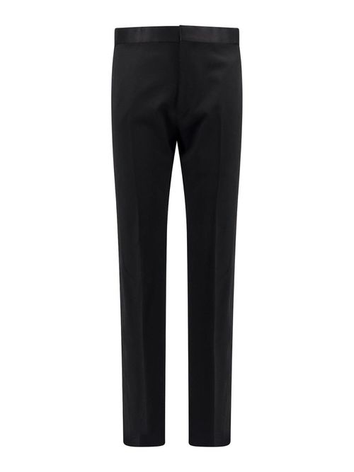 Virgin wool trouser with satin profiles