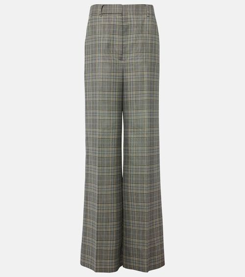 Checked wool flared pants