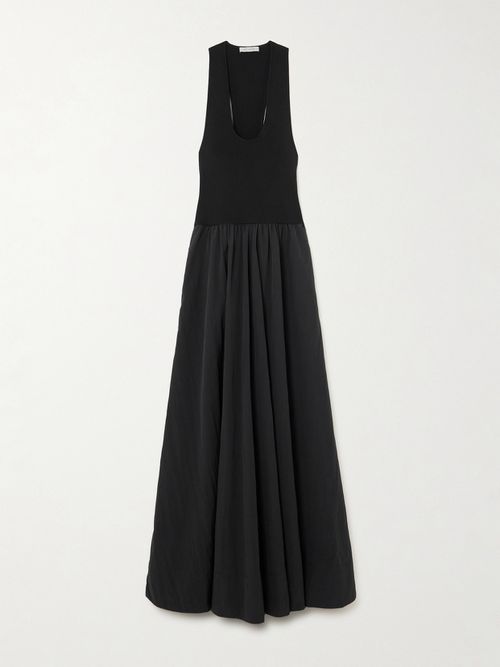 poplin rib maxi dress black St. Agni | Ribbed-knit And Poplin Maxi Dress - Black