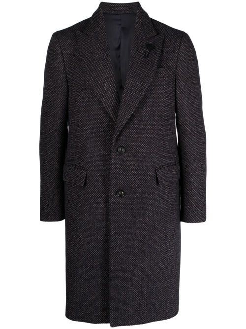 Single-breasted wool blend midi coat - Neutrals
