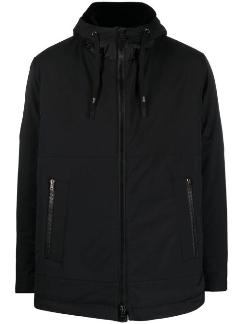 Logo-plaque hooded jacket - Black