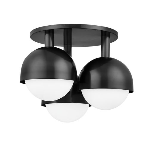 Old Bronze Three Light Semi Flush Mount from the Foster Collection
