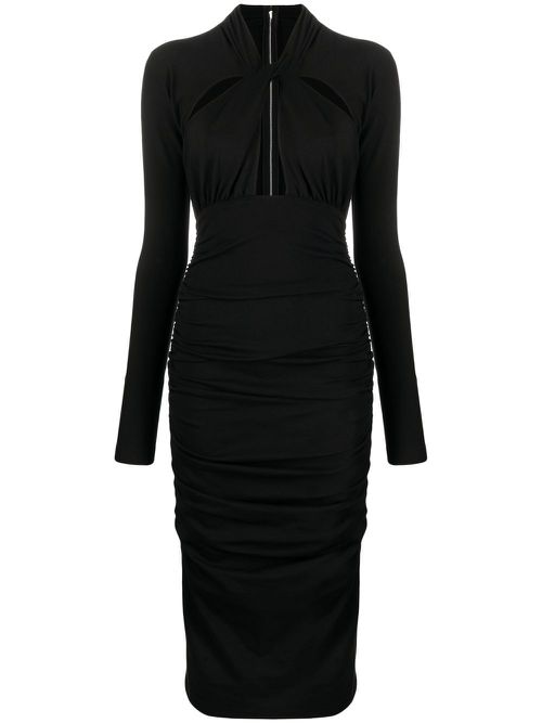 Cut-out draped midi dress - Black