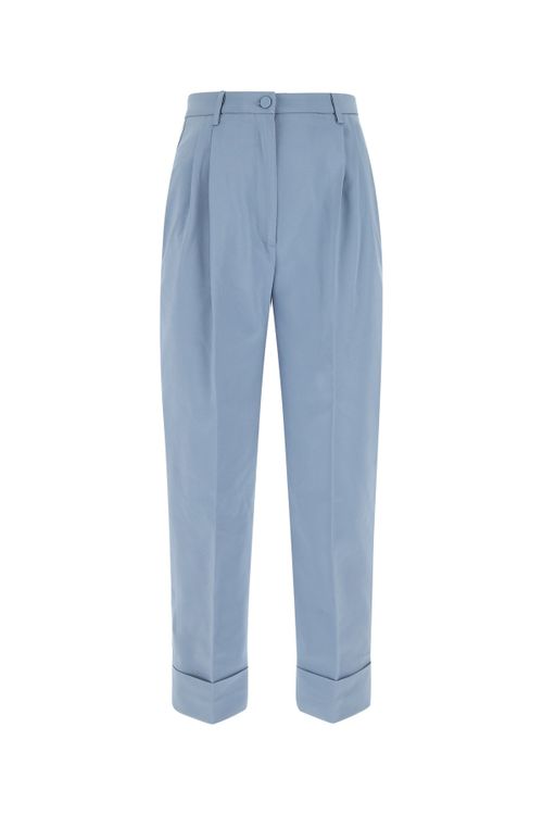 Pleated Wide-Leg Trousers — Blue
