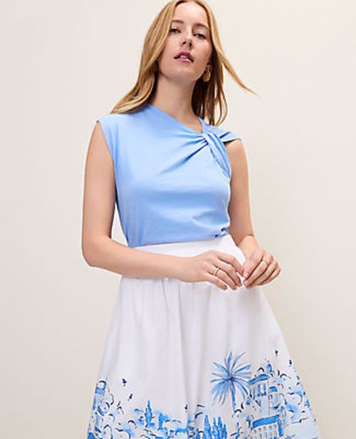 Ann Taylor Weekend Asymmetric Twist Shoulder Top