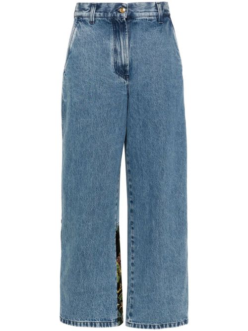 Embroidery-panel baggy jeans - Blue