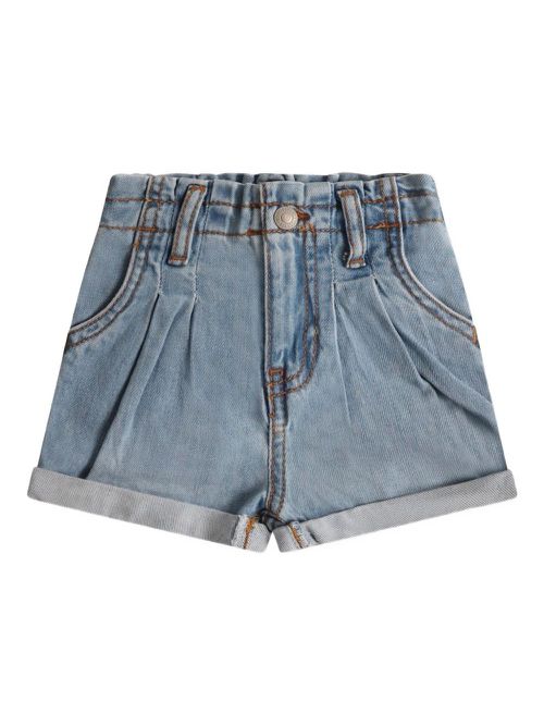 Pleated denim shorts - Blue