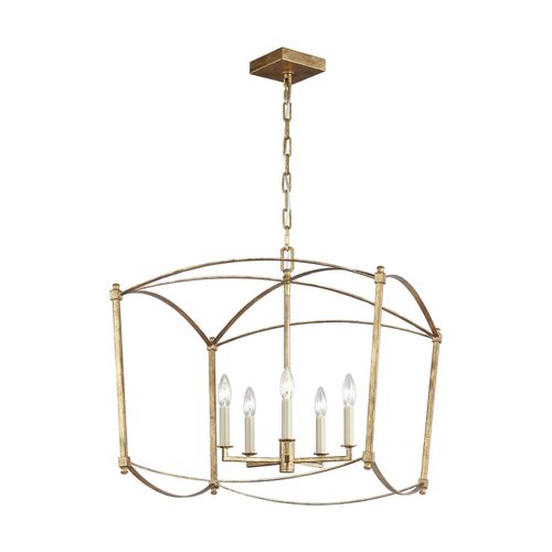 Visual Comfort Studio Thayer 5-Light Chandelier in Antique Gild by Sean Lavin