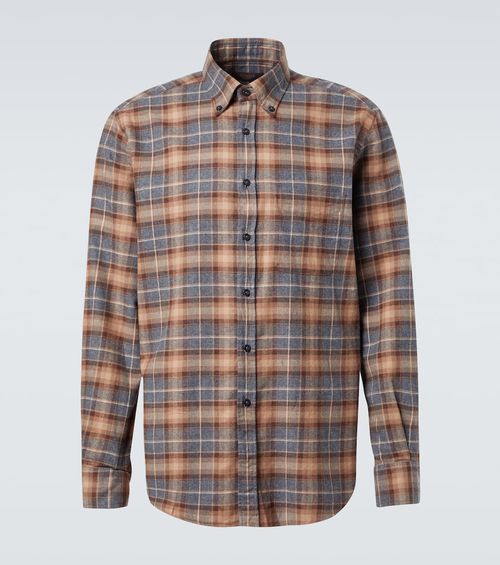 Plaid cotton flannel shirt
