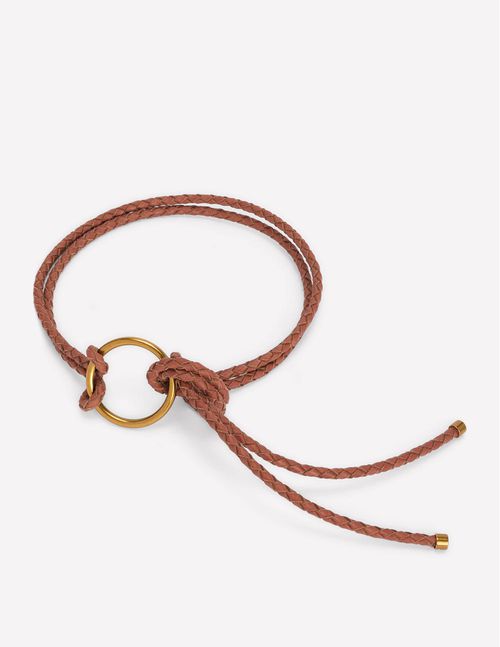 Women's Leather Rope Belt in Brown | Size Small
