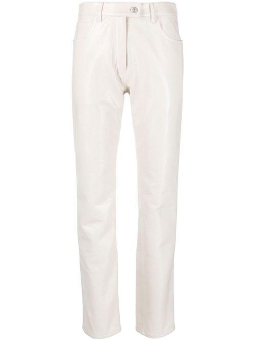 Straight-leg faux leather trousers - Neutrals