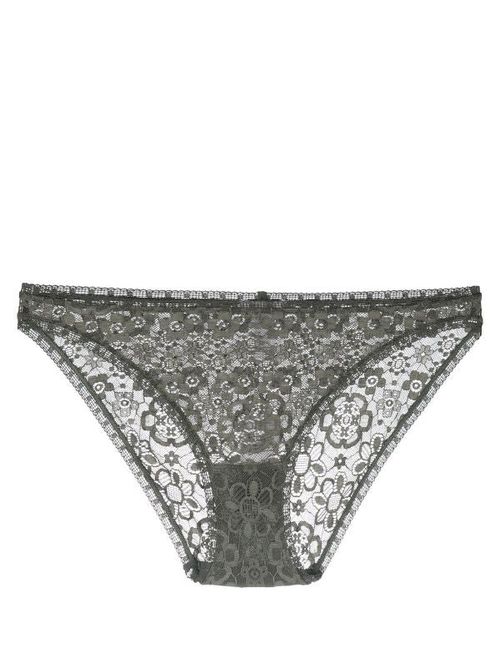 Floral Lace Briefs — Olive green