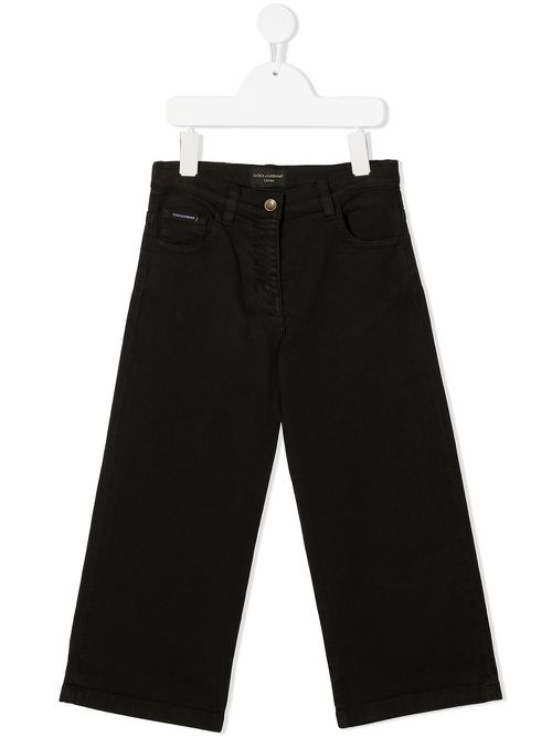 Logo-patch wide-leg jeans - Brown