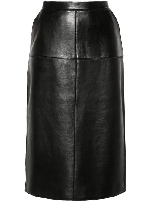 Leather midi skirt - Black