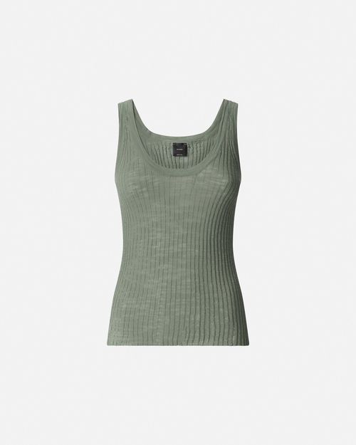 Ribbed vest top with logo - L