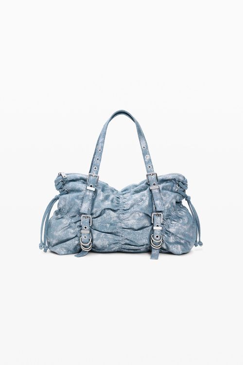 Ruched denim bag