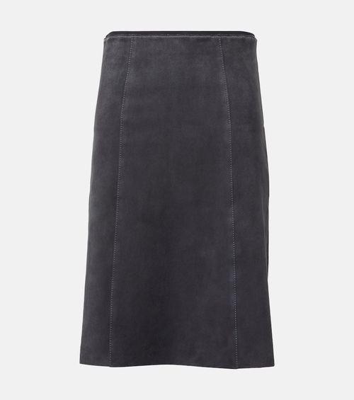 Suede midi skirt