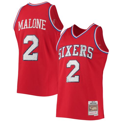 Men's Moses Malone Red Philadelphia 76ers 1982/83 Hardwood Classics NBA 75th Anniversary Diamond Swingman Jersey