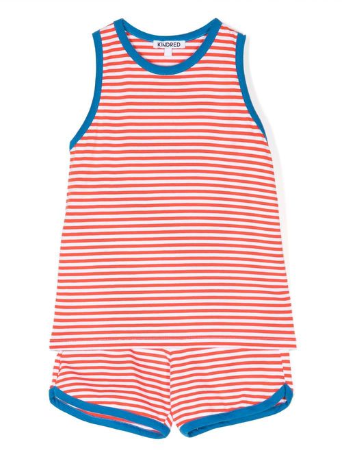 Striped sleeveless shorts set
