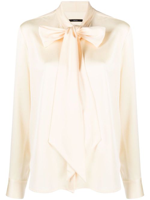 Pussy bow-collar satin blouse - Neutrals