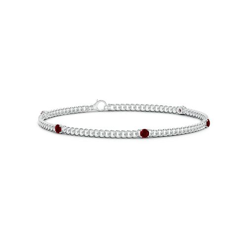 Angara 0.7 Carat Five Stone Ruby Station Bracelet in 14K White Gold
