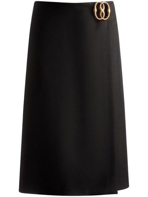 Logo-plaque mohair skirt - Black