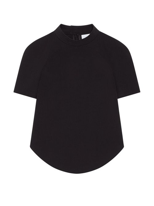 Black Solid Mock Collar Top
