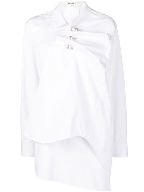 Gathered asymmetric shirt - White