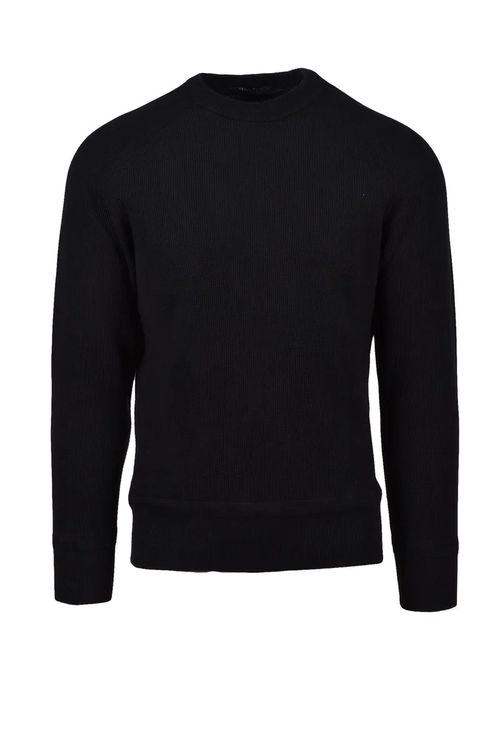 Ribbed Black Crew Neck Sweater