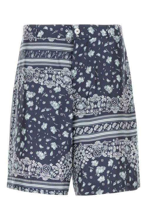 Silk Bermuda Shorts — Navy