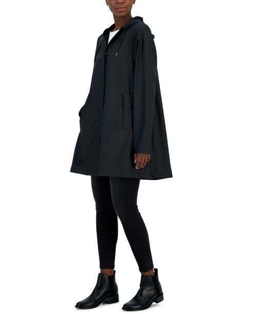 Women's Hooded A-Line Rain Jacket - Black