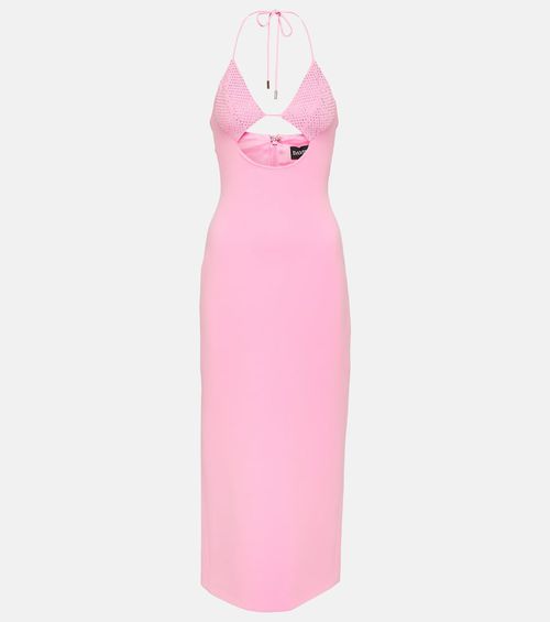 Crystal-embellished cutout midi dress