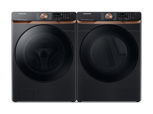 Extra Large Capacity Smart Front Load Washer with Super Speed Wash and Smart Electric Dryer with Steam Sanitize+ and Sensor Dry in Brushed in Black