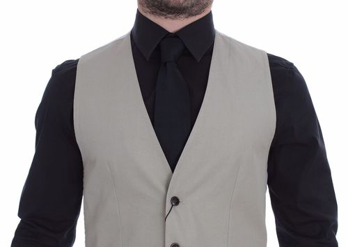 Silk Blend Dress Vest — Beige