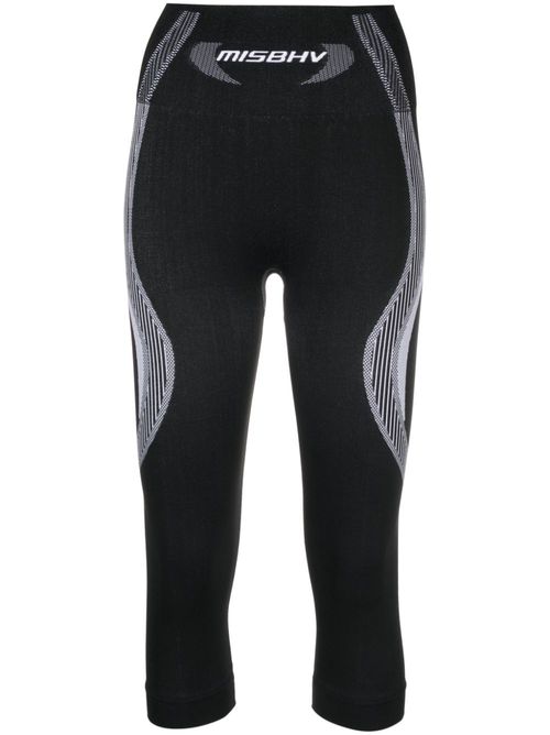 Logo-waistband cropped leggings - Black